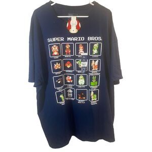 Super Mario Bros. Men's 16 Character Pixel Grid‎ Boxes Graphic T-Shirt 3X #1